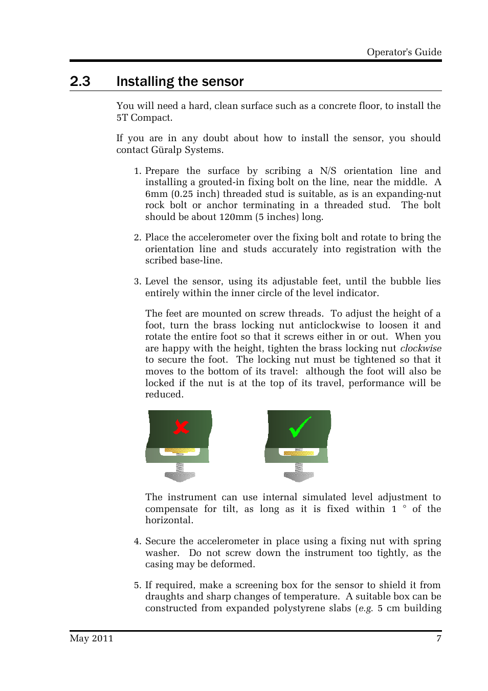 3 installing the sensor | Guralp Systems CMG-5T Compact User Manual | Page 7 / 27