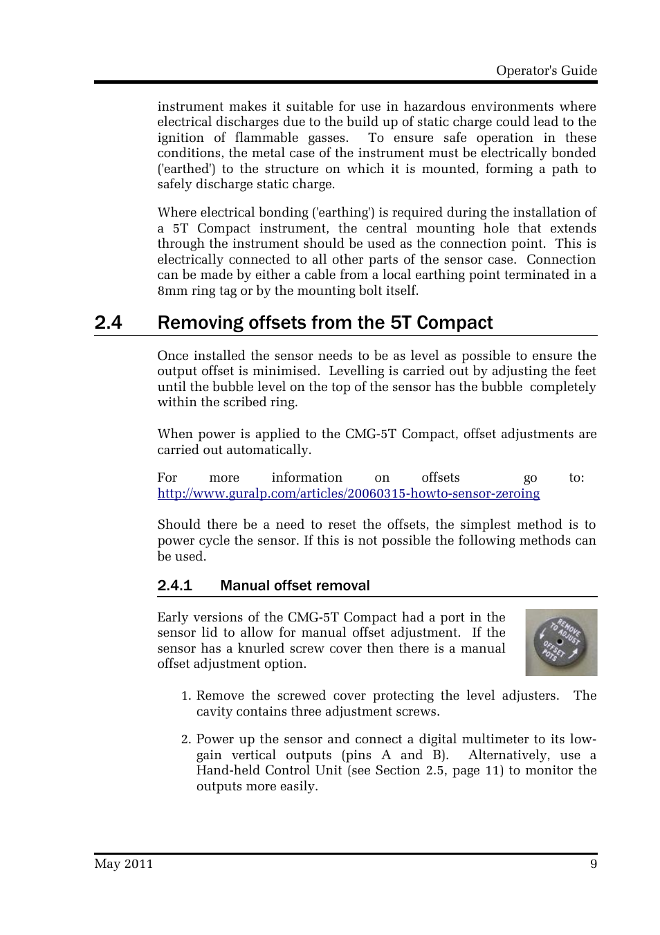 4 removing offsets from the 5t compact | Guralp Systems CMG-5T Compact User Manual | Page 9 / 27