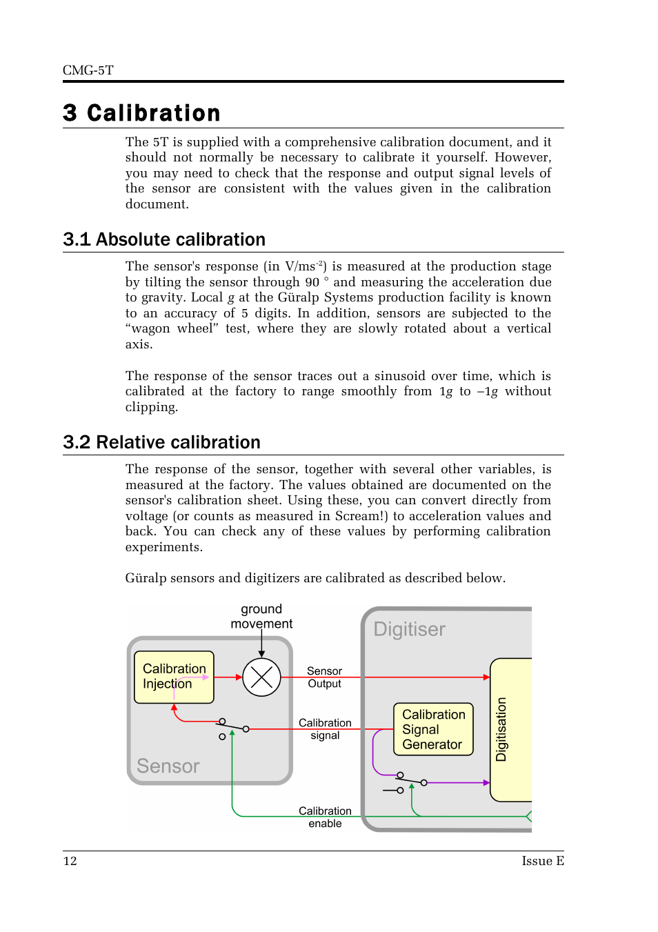 3 calibration, 1 absolute calibration, 2 relative calibration | Guralp Systems CMG-5T User Manual | Page 12 / 25