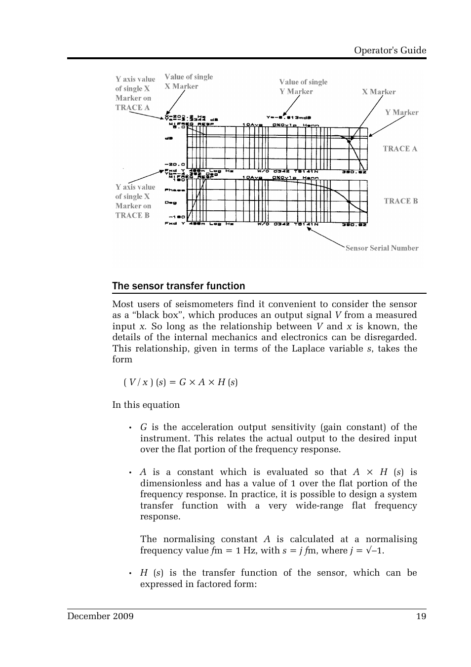 The sensor transfer function | Guralp Systems CMG-5T User Manual | Page 19 / 25