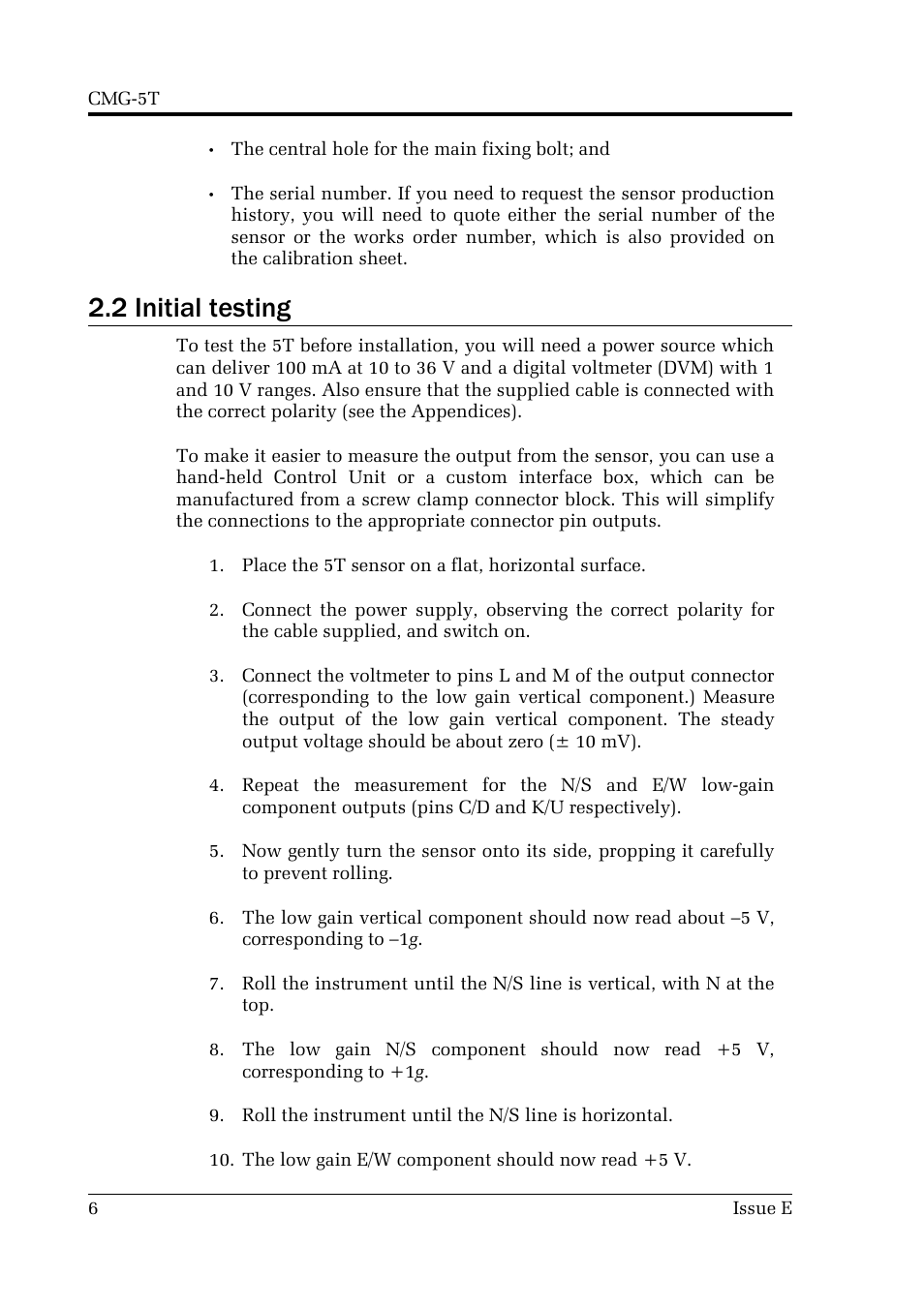 2 initial testing | Guralp Systems CMG-5T User Manual | Page 6 / 25