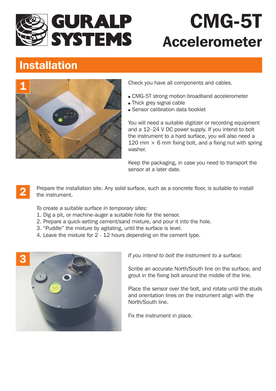 Guralp Systems CMG-5T Installation User Manual | 2 pages