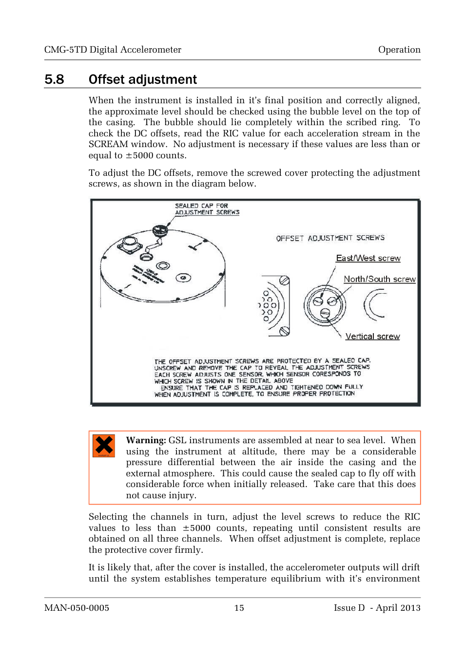 8 offset adjustment | Guralp Systems CMG-5TD User Manual | Page 15 / 41