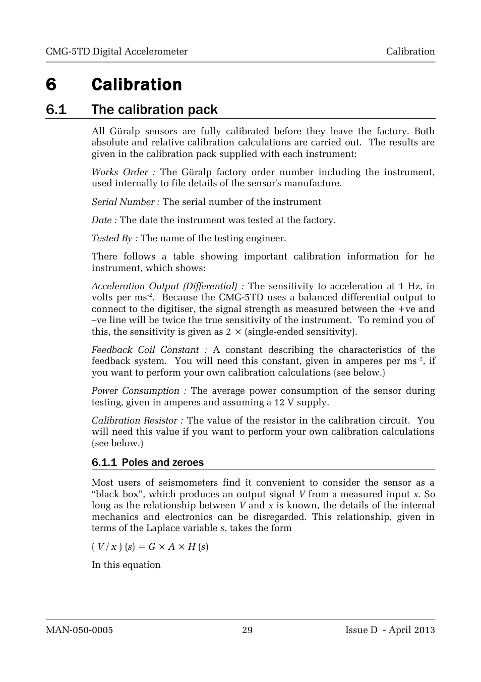 6calibration, 1 the calibration pack | Guralp Systems CMG-5TD User Manual | Page 29 / 41