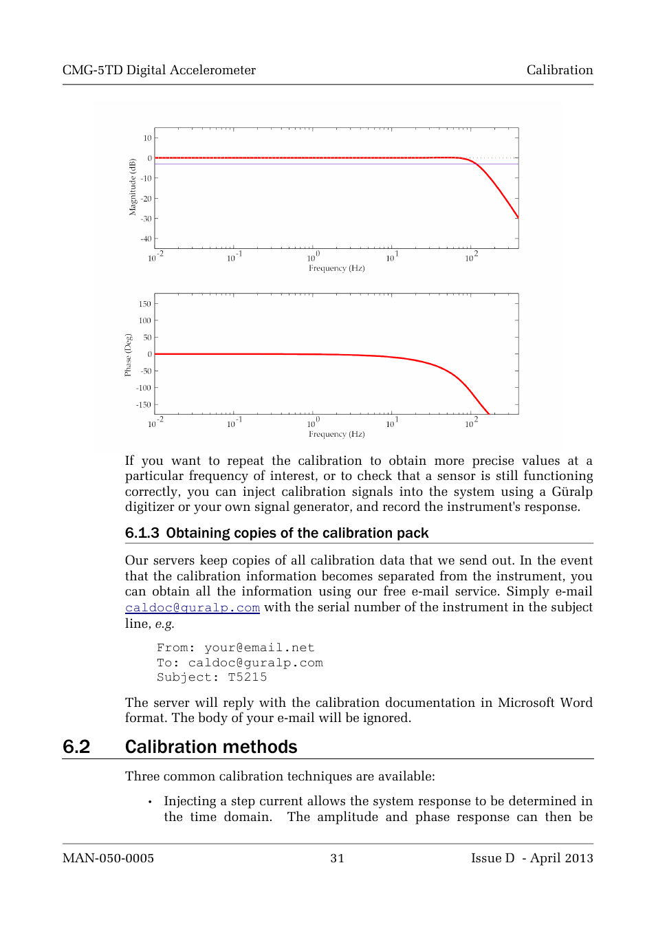 2 calibration methods | Guralp Systems CMG-5TD User Manual | Page 31 / 41