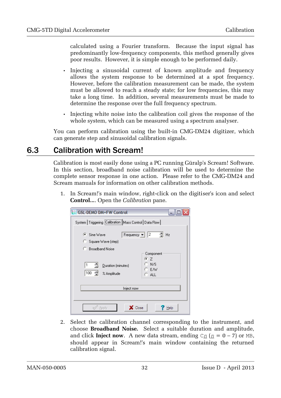 3 calibration with scream | Guralp Systems CMG-5TD User Manual | Page 32 / 41
