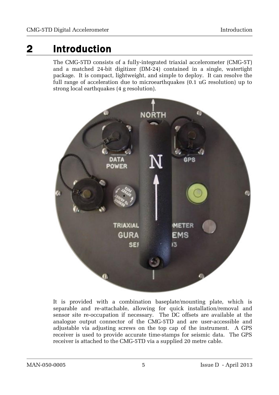 2introduction | Guralp Systems CMG-5TD User Manual | Page 5 / 41
