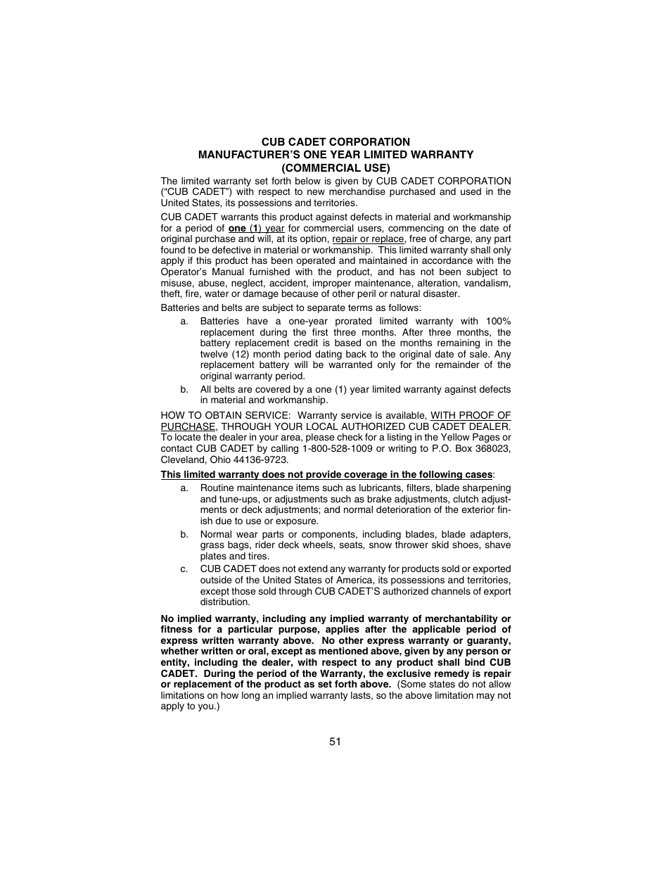 Cub Cadet 3184 User Manual | Page 51 / 56