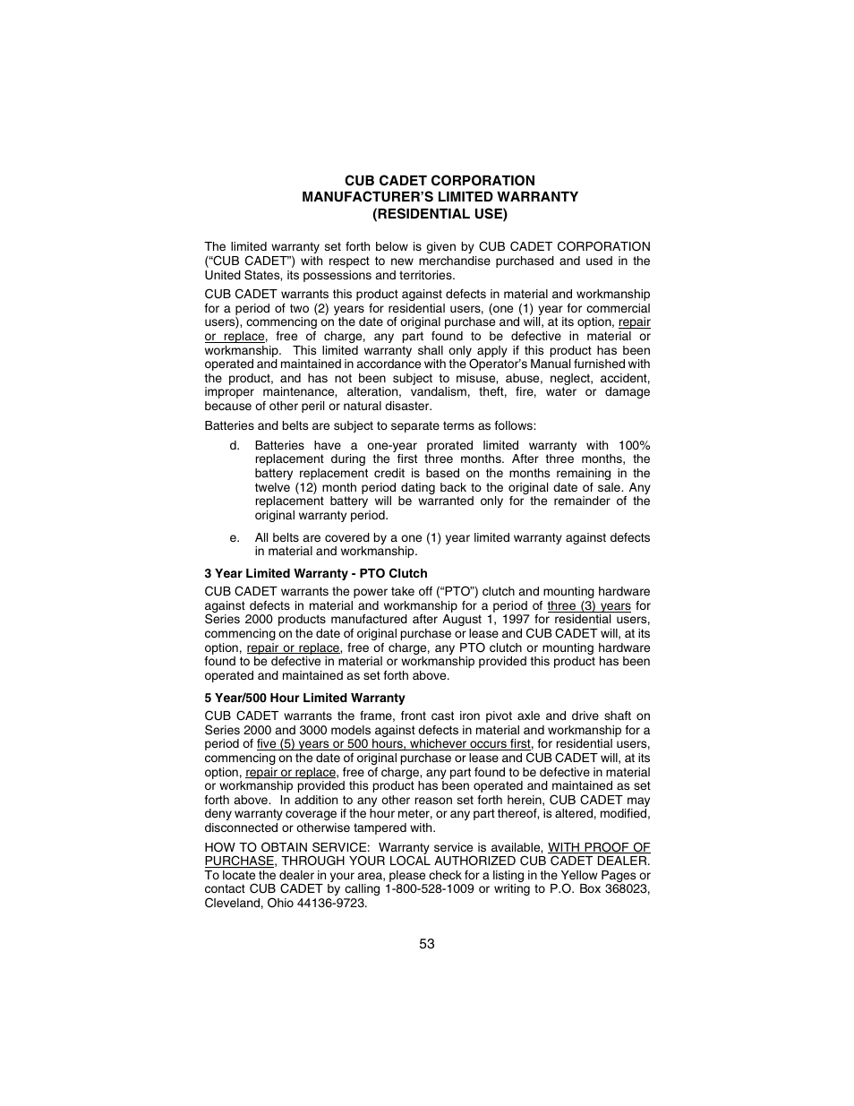 Cub Cadet 3184 User Manual | Page 53 / 56