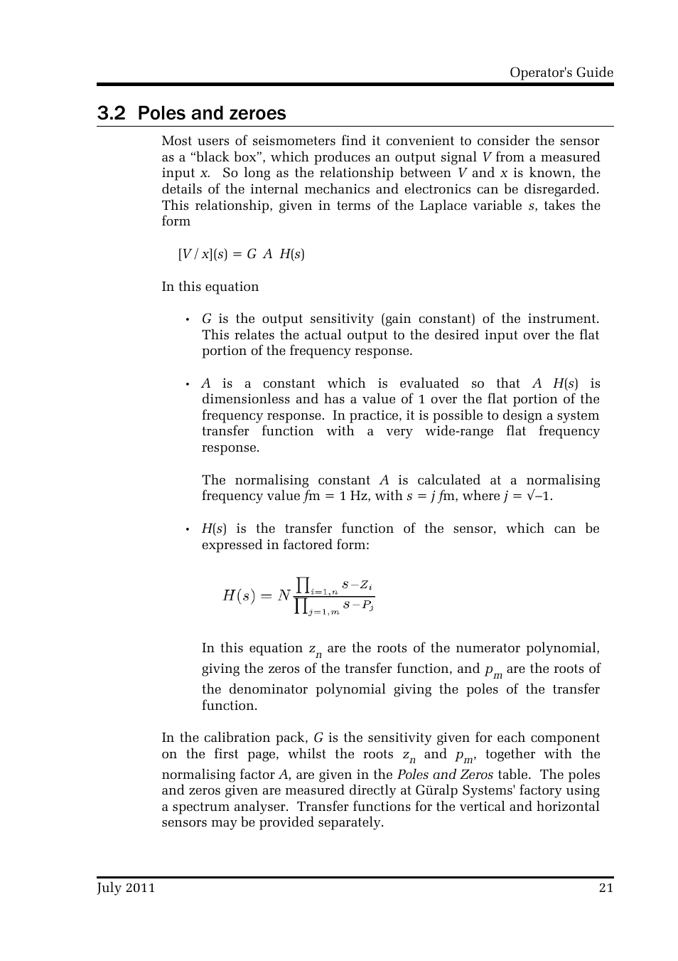 2 poles and zeroes | Guralp Systems CMG-6T User Manual | Page 21 / 31