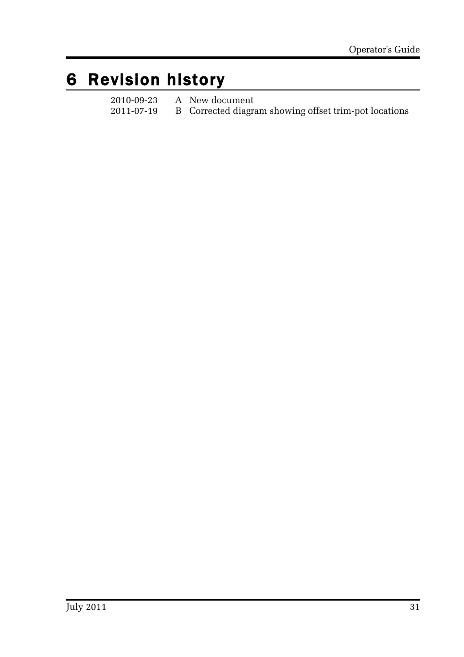6 revision history | Guralp Systems CMG-6T User Manual | Page 31 / 31