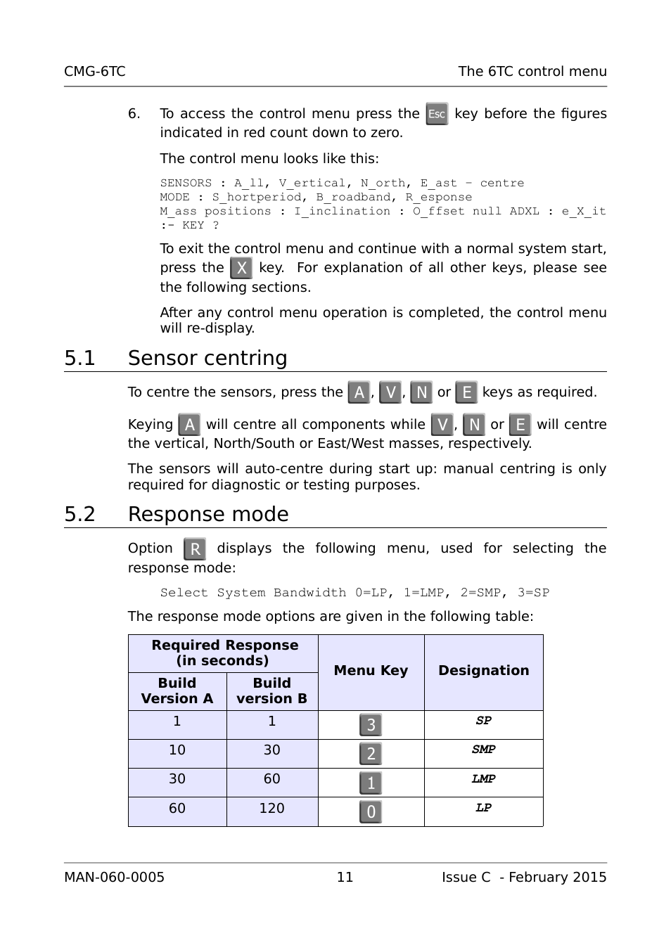 1 sensor centring, 2 response mode | Guralp Systems CMG-6TC User Manual | Page 13 / 17