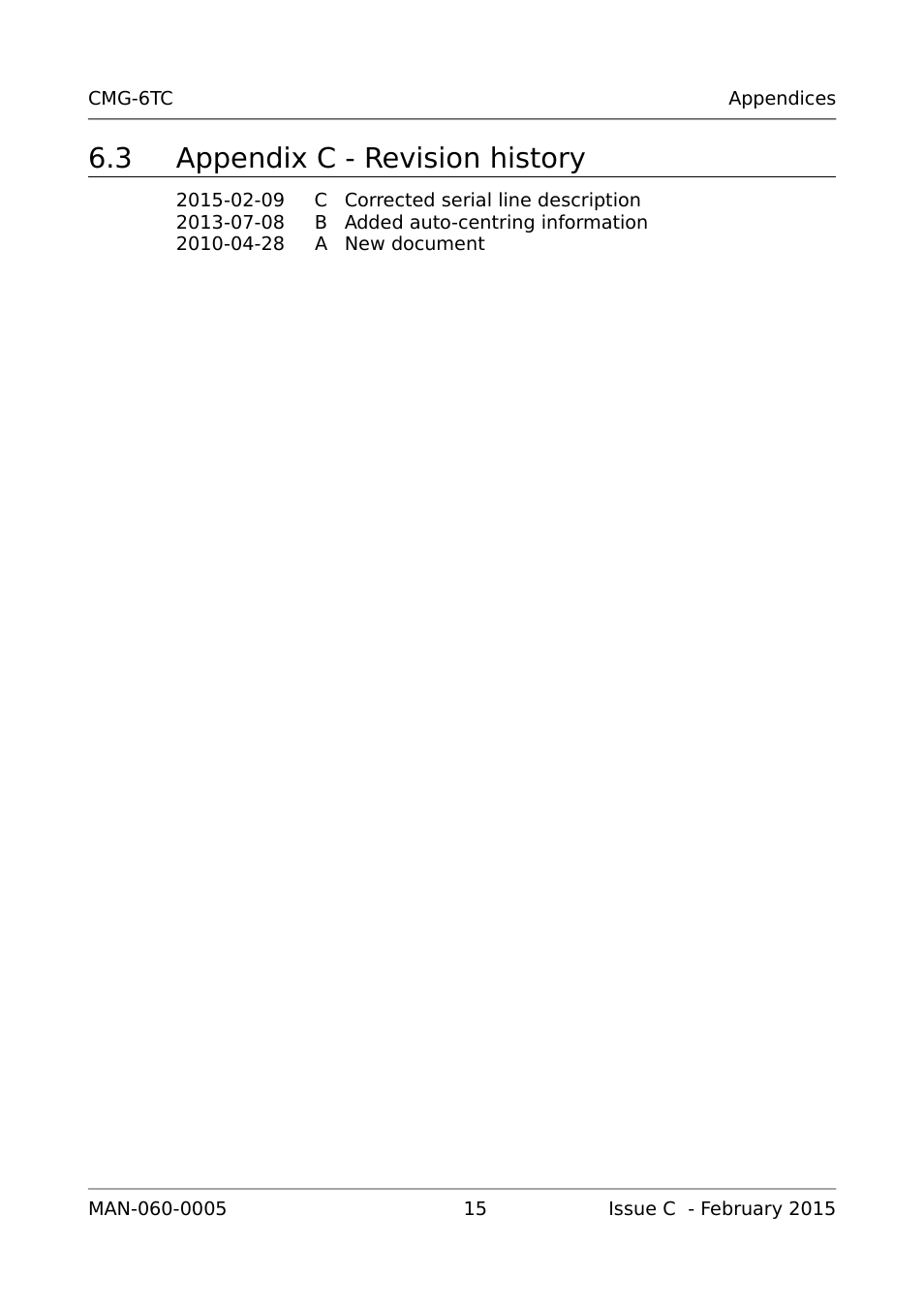 3 appendix c - revision history | Guralp Systems CMG-6TC User Manual | Page 17 / 17