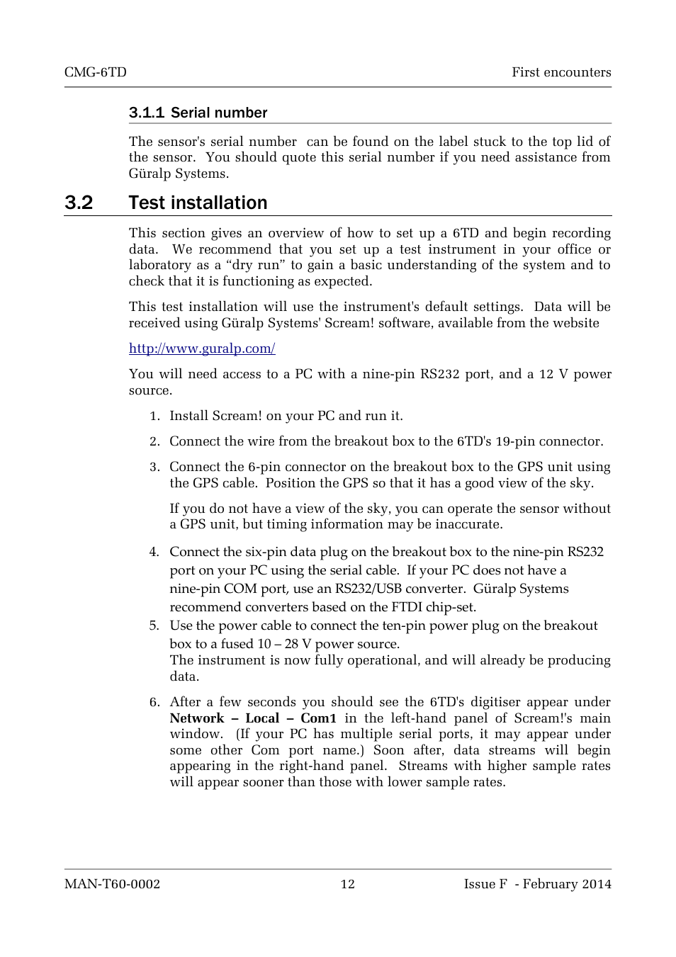 2 test installation | Guralp Systems CMG-6TD User Manual | Page 12 / 108