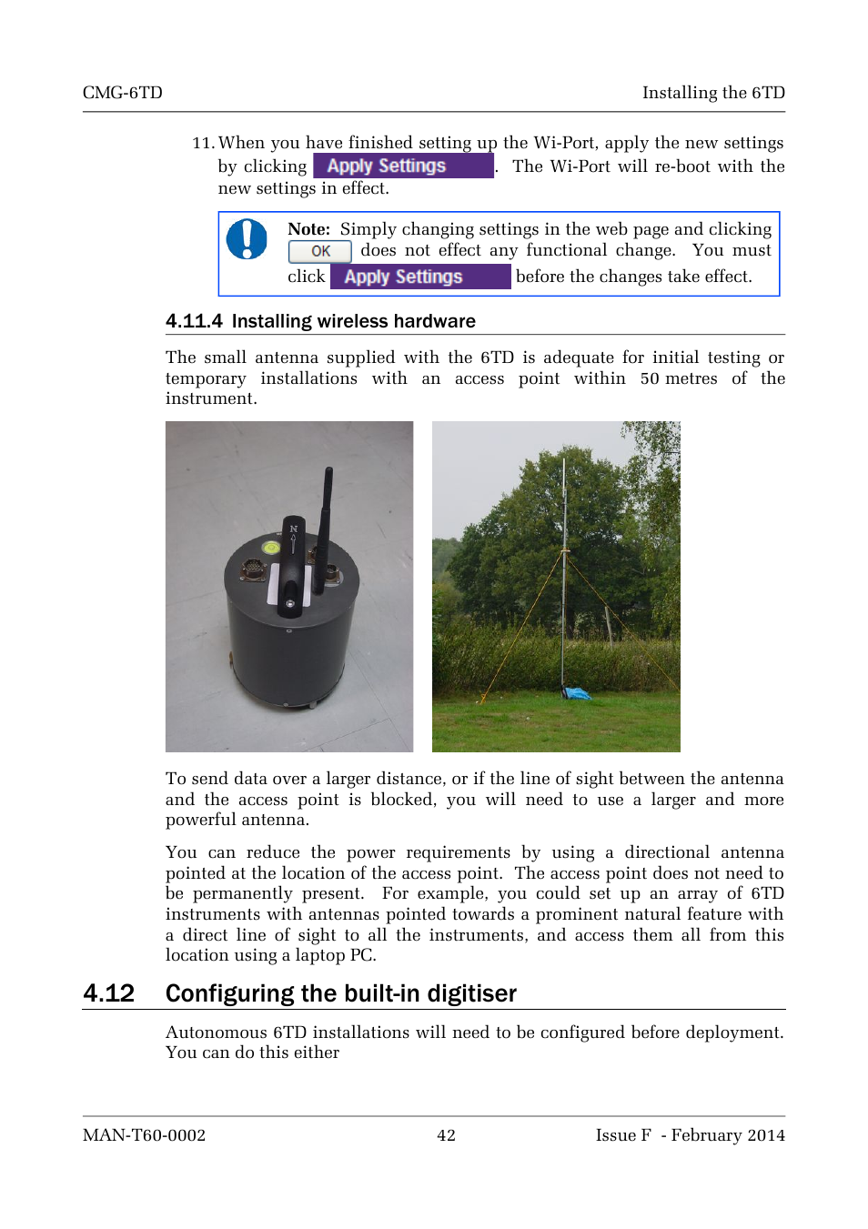 12 configuring the built-in digitiser | Guralp Systems CMG-6TD User Manual | Page 42 / 108
