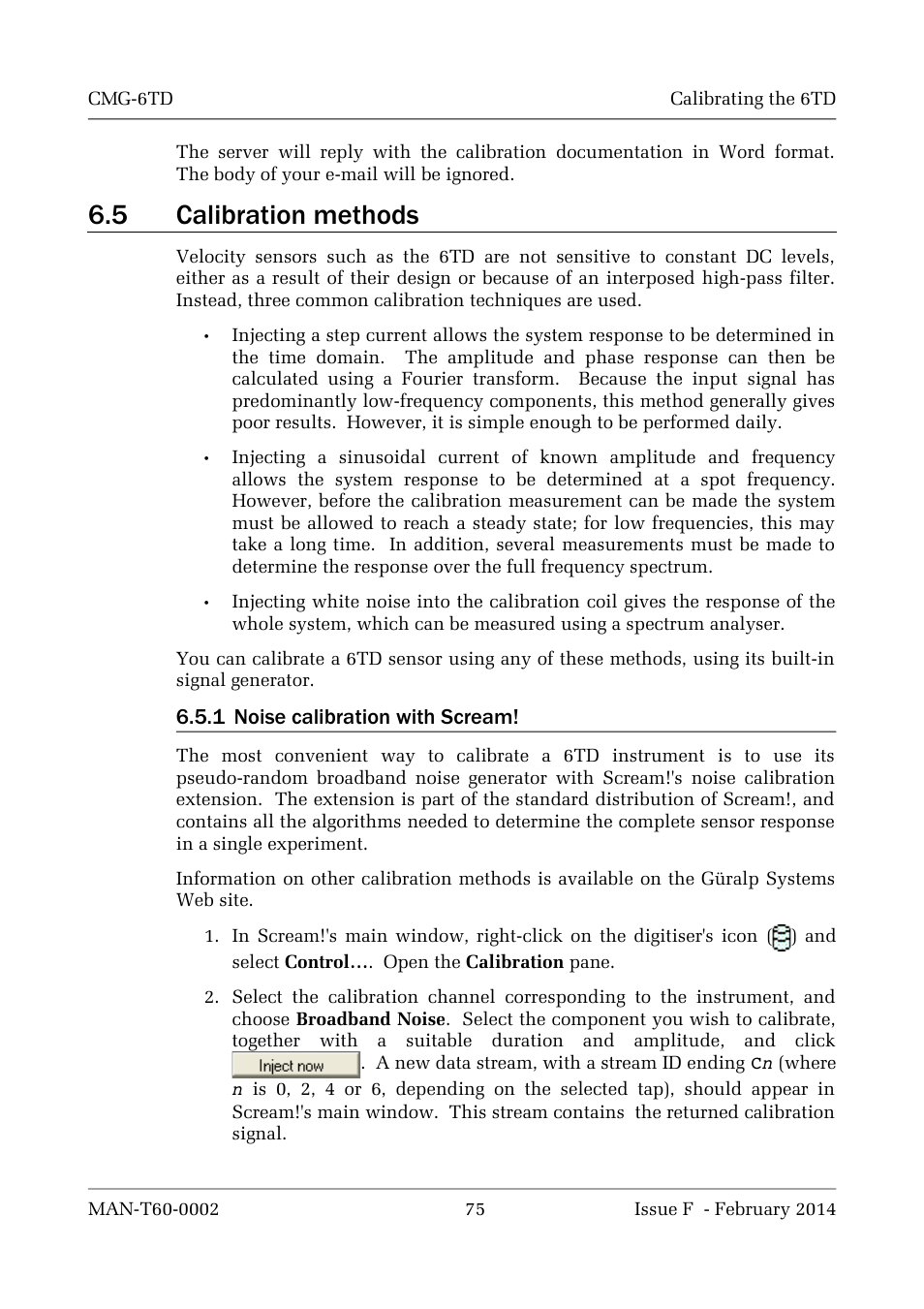 5 calibration methods | Guralp Systems CMG-6TD User Manual | Page 75 / 108