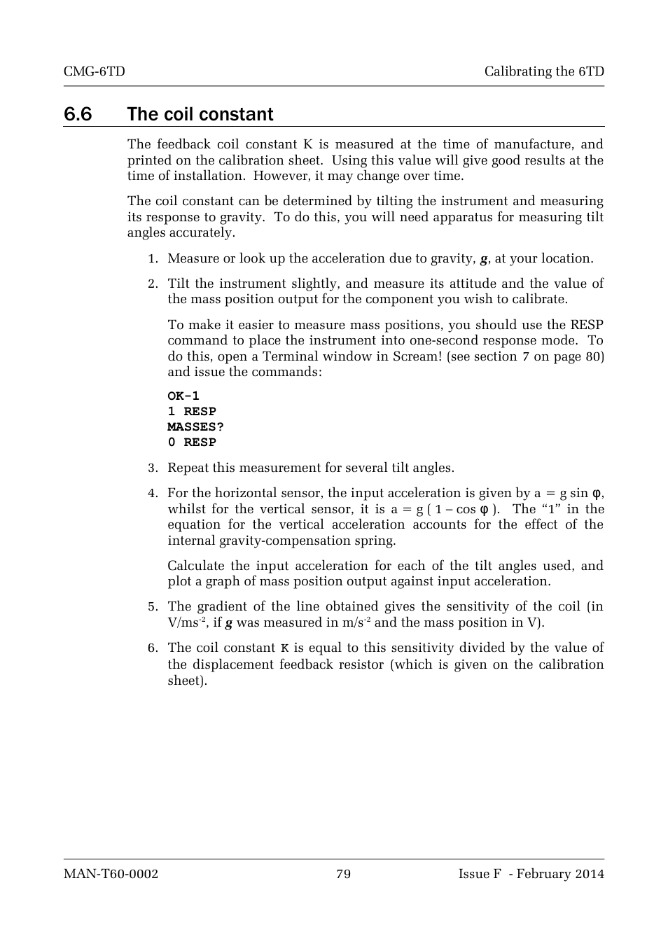 6 the coil constant | Guralp Systems CMG-6TD User Manual | Page 79 / 108