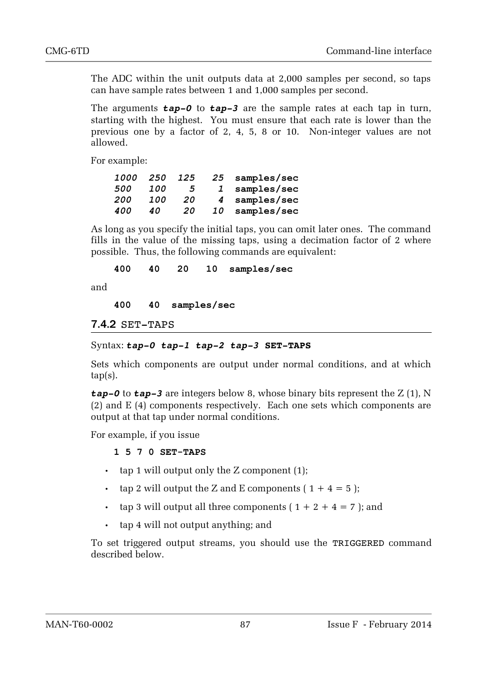 2 set­taps | Guralp Systems CMG-6TD User Manual | Page 87 / 108