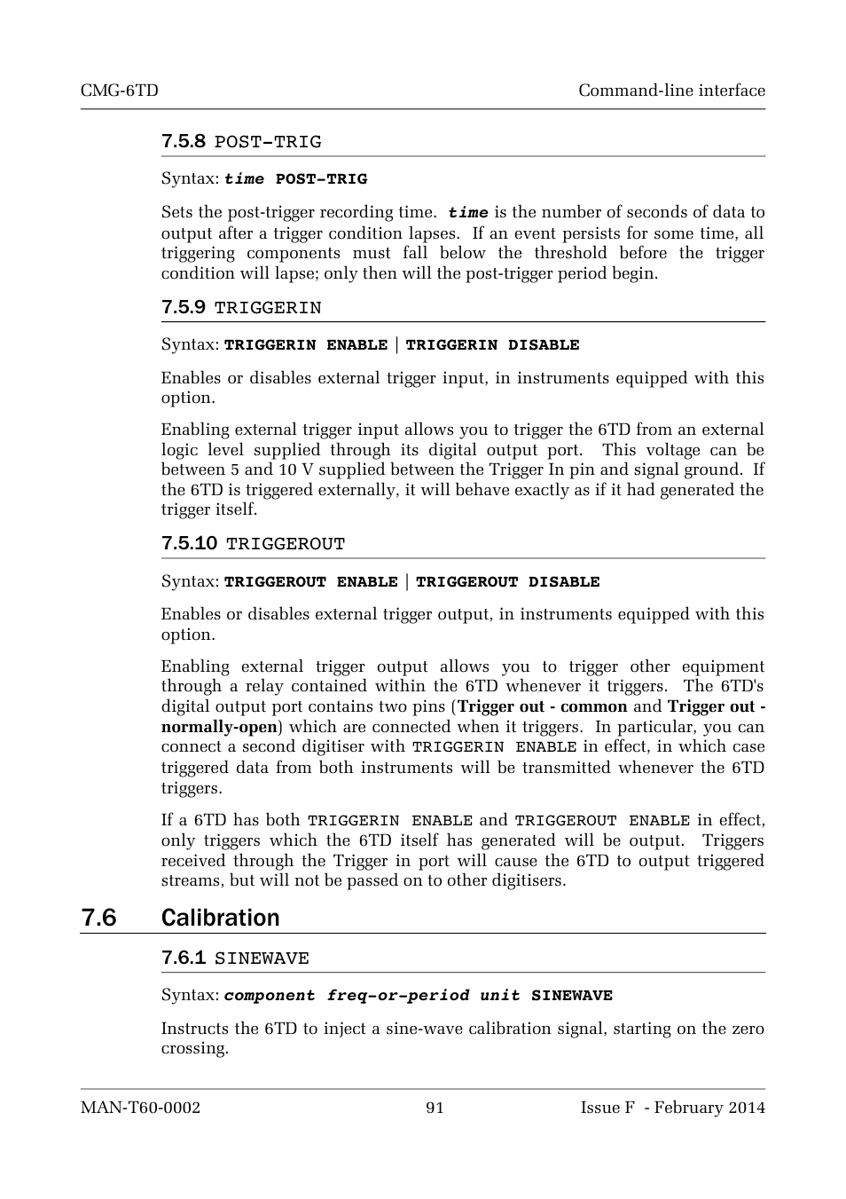 6 calibration | Guralp Systems CMG-6TD User Manual | Page 91 / 108