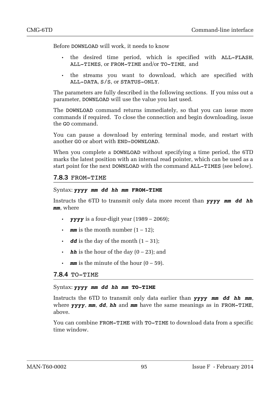 3 from­time, 4 to­time | Guralp Systems CMG-6TD User Manual | Page 95 / 108