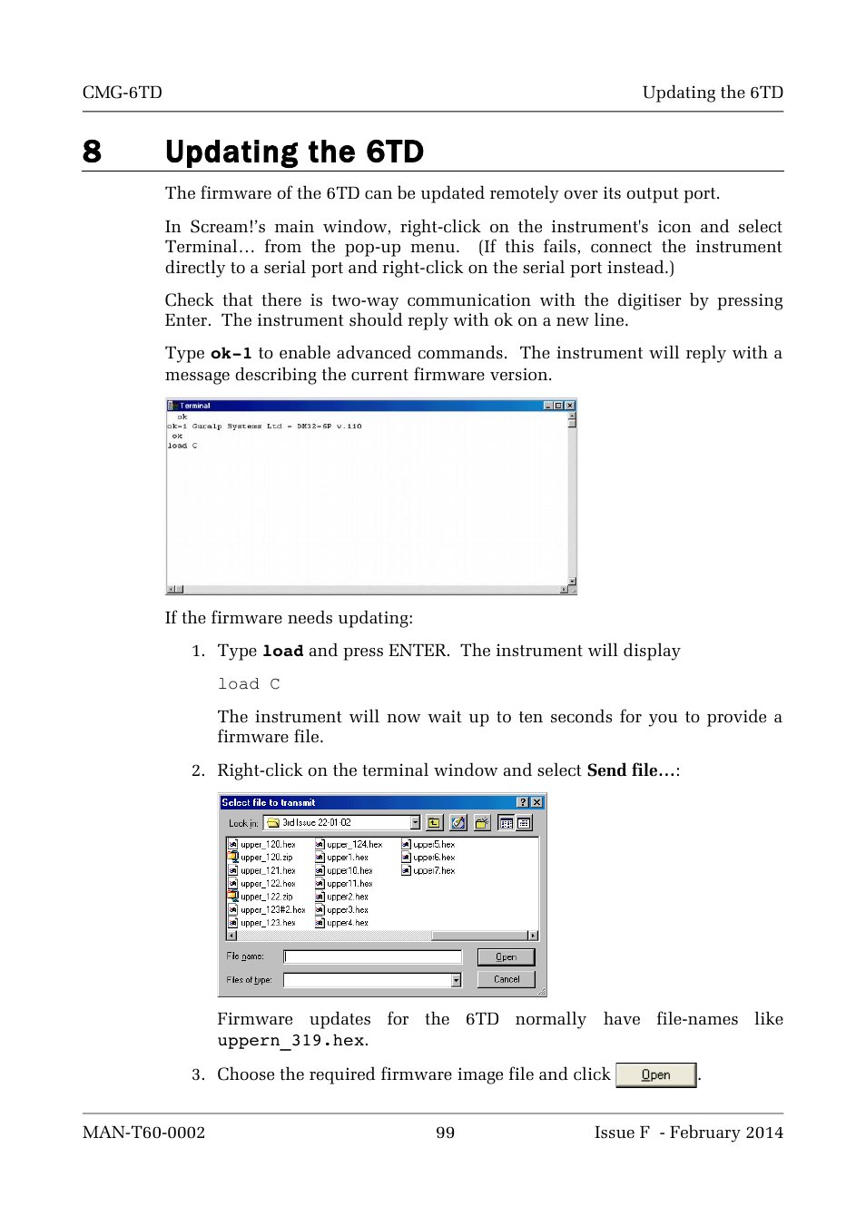 8updating the 6td | Guralp Systems CMG-6TD User Manual | Page 99 / 108