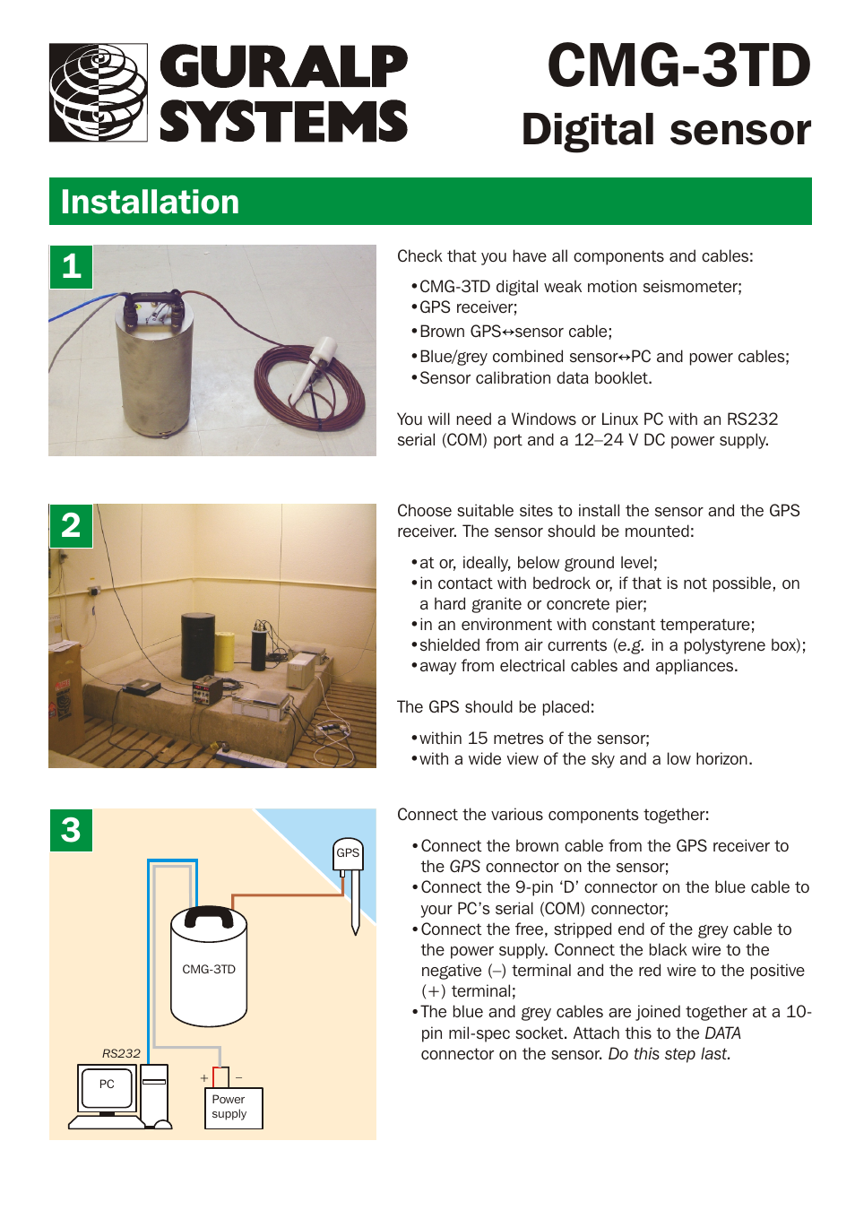 Guralp Systems CMG-3TD User Manual | 2 pages