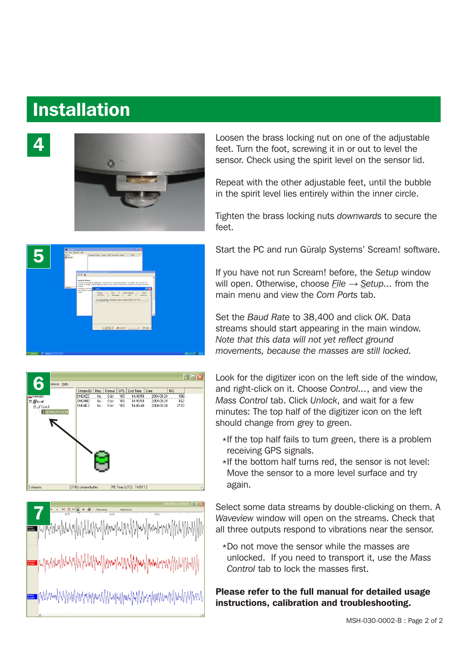 Installation 4 5 7 | Guralp Systems CMG-3TD User Manual | Page 2 / 2