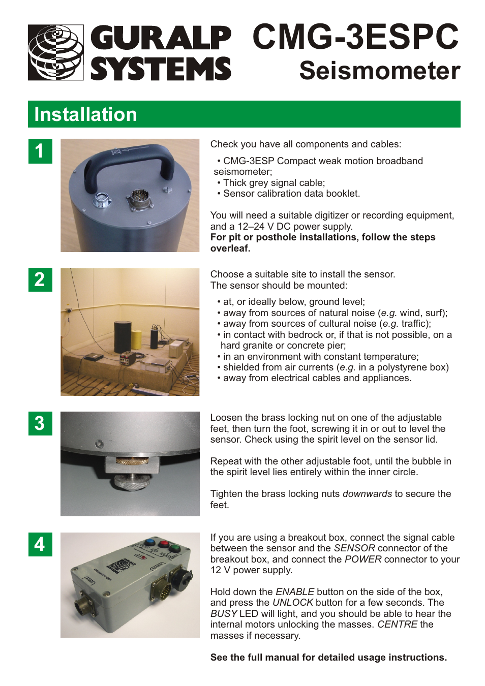 Guralp Systems CMG-3ESPC User Manual | 2 pages