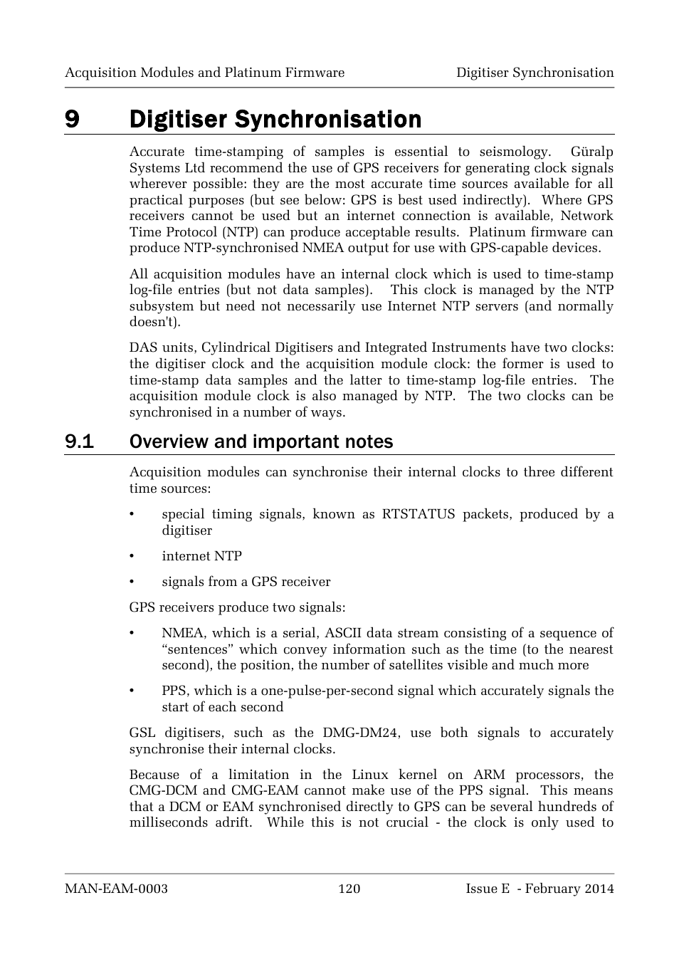 9digitiser synchronisation | Guralp Systems CMG-DCM build <10,000 User Manual | Page 120 / 288