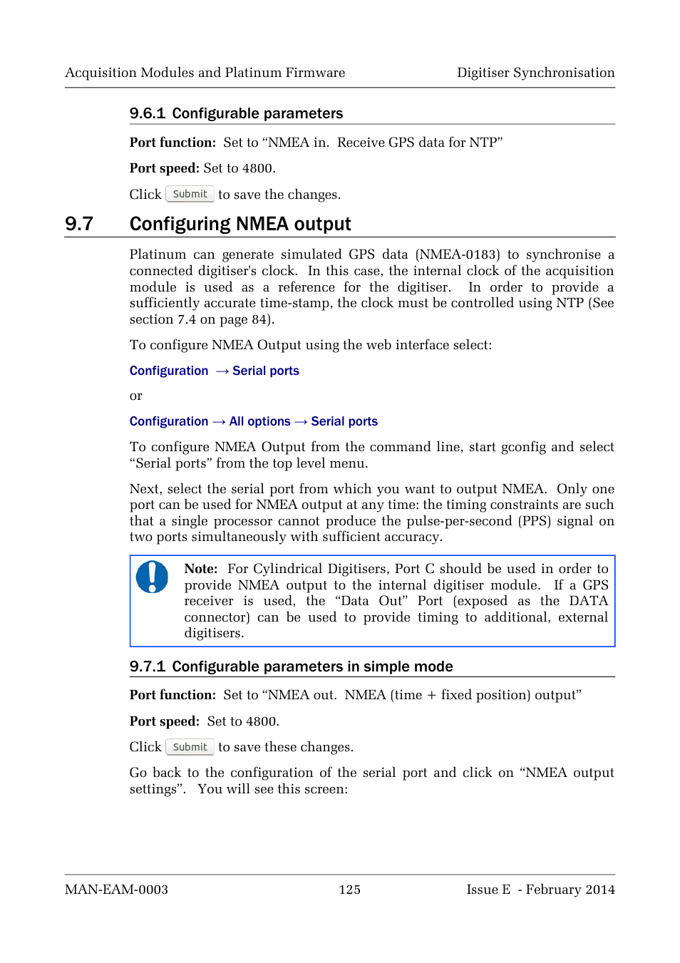 7 configuring nmea output | Guralp Systems CMG-DCM build <10,000 User Manual | Page 125 / 288