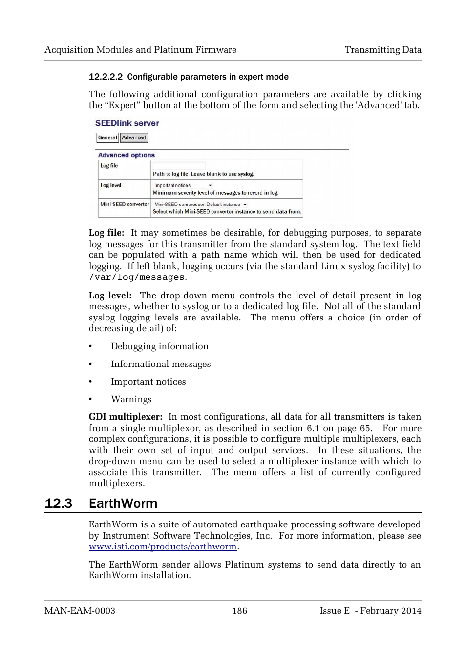 3 earthworm | Guralp Systems CMG-DCM build <10,000 User Manual | Page 186 / 288