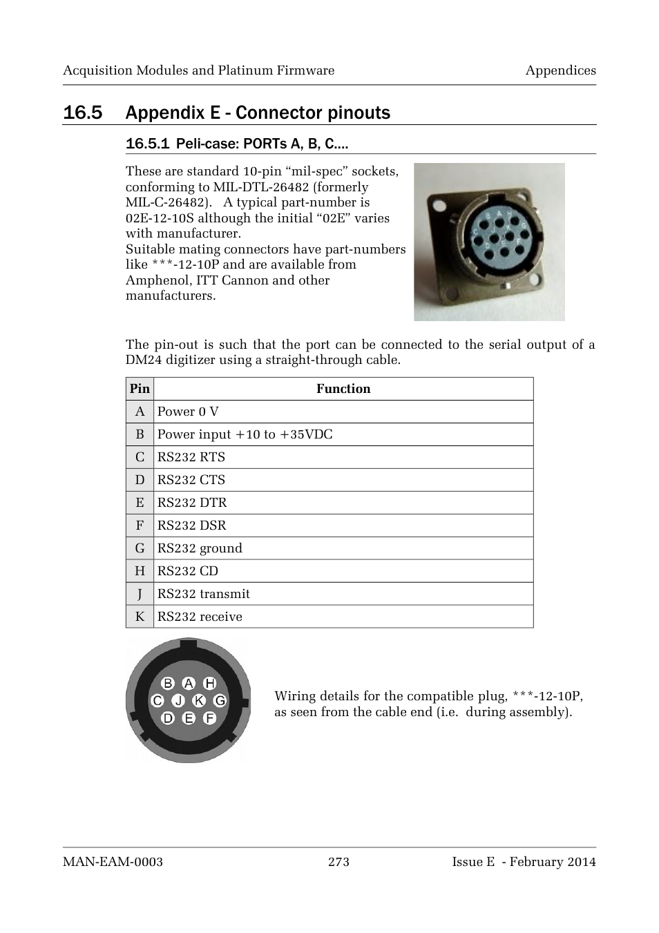 5 appendix e - connector pinouts | Guralp Systems CMG-DCM build <10,000 User Manual | Page 273 / 288