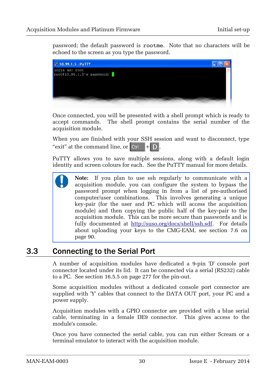 3 connecting to the serial port | Guralp Systems CMG-DCM build <10,000 User Manual | Page 30 / 288