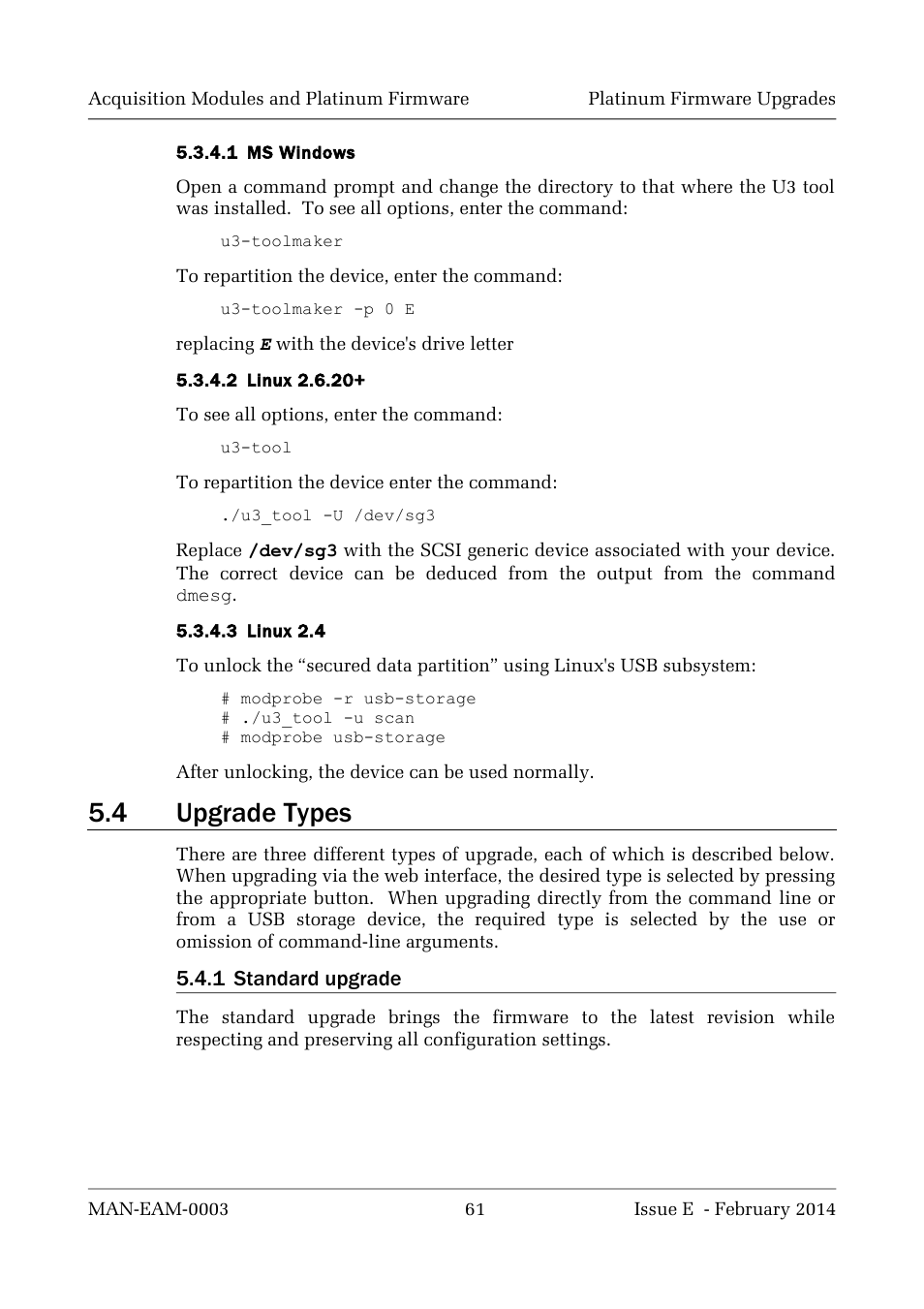 4 upgrade types | Guralp Systems CMG-DCM build <10,000 User Manual | Page 61 / 288