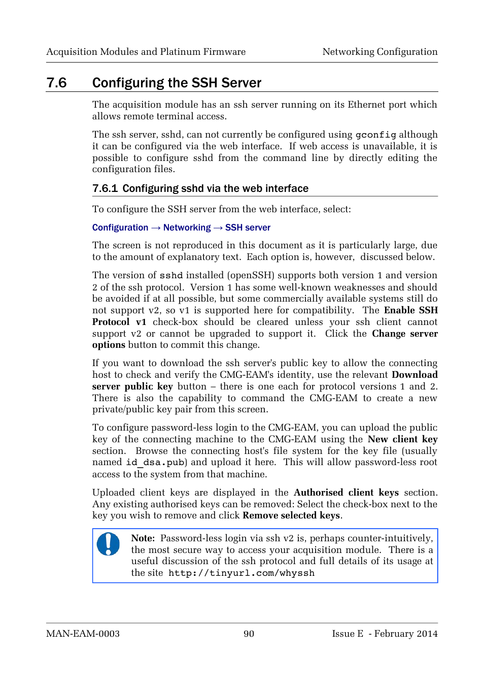 6 configuring the ssh server | Guralp Systems CMG-DCM build <10,000 User Manual | Page 90 / 288