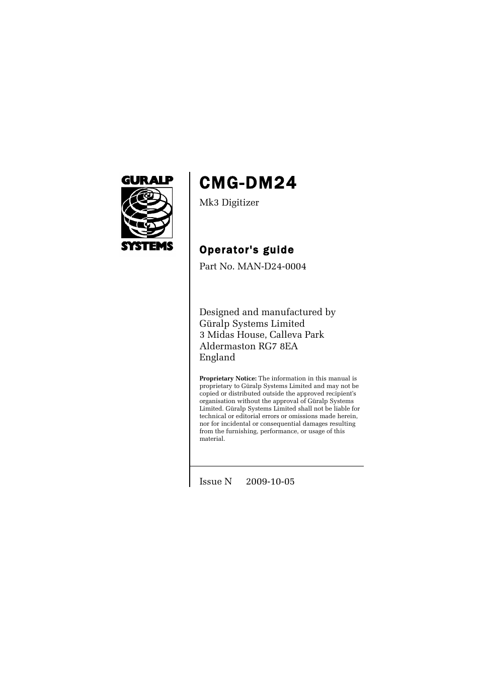 Guralp Systems CMG-DM24 User Manual | 122 pages