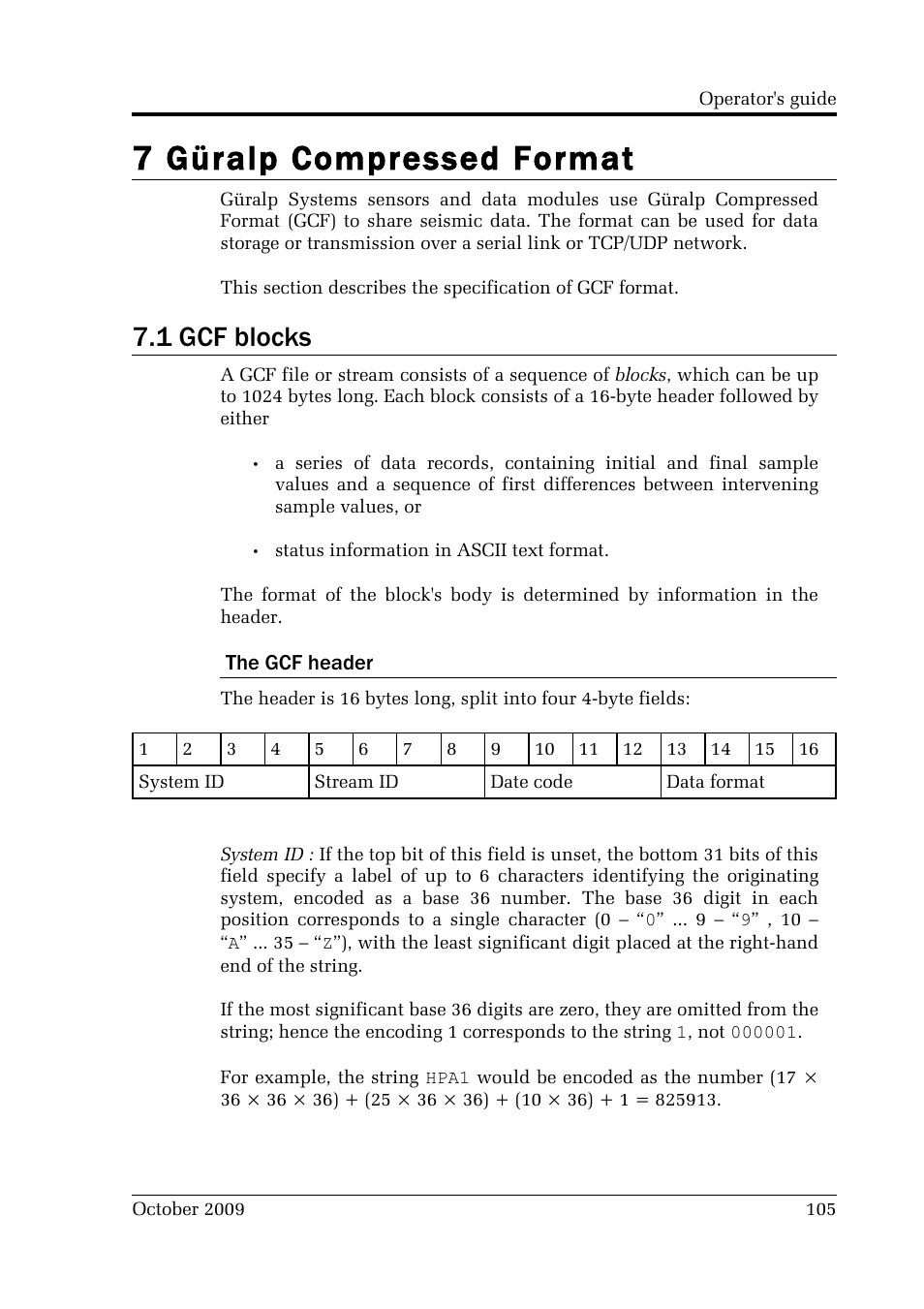 7 güralp compressed format, 1 gcf blocks | Guralp Systems CMG-DM24 User Manual | Page 105 / 122