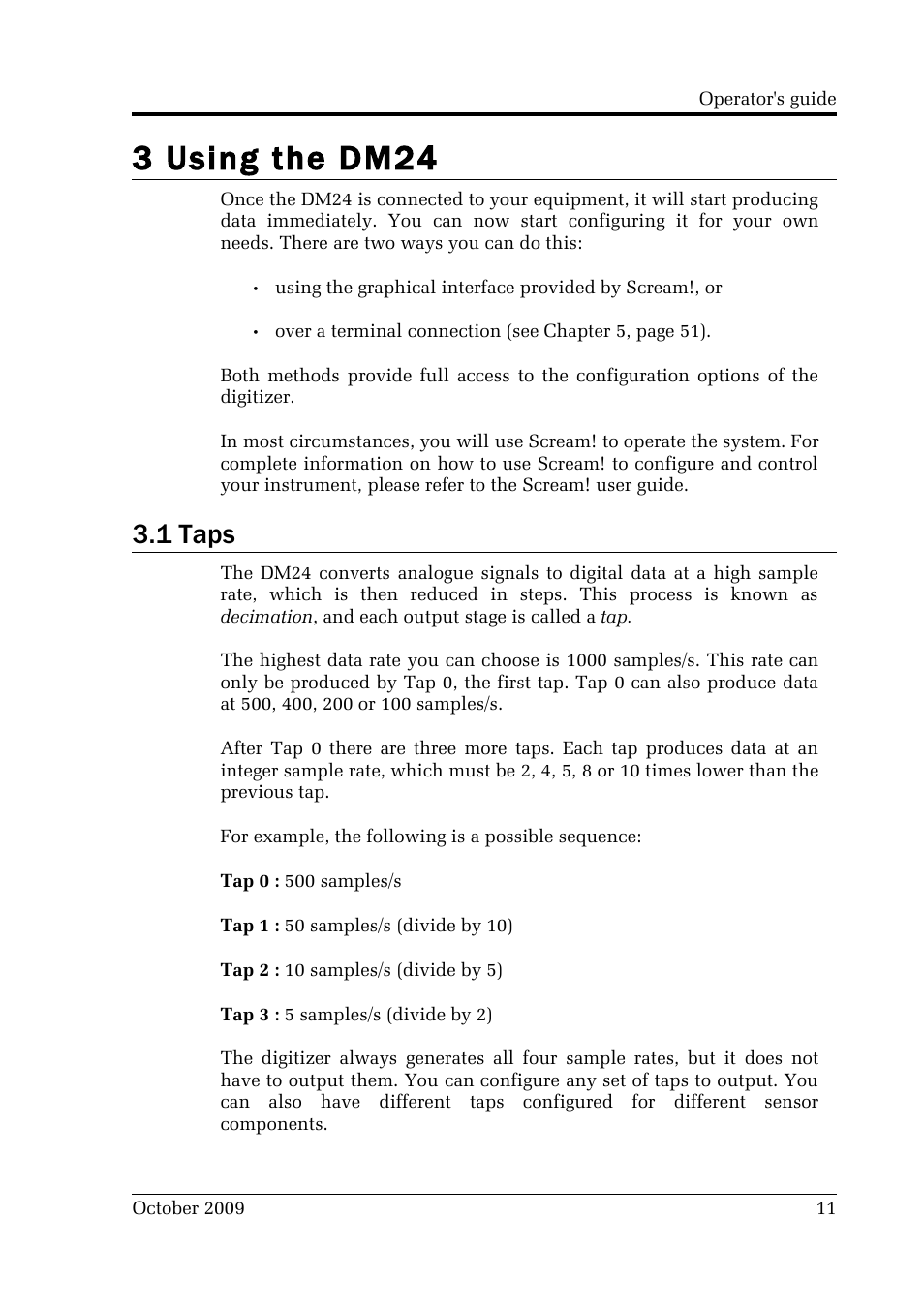 3 using the dm24, 1 taps | Guralp Systems CMG-DM24 User Manual | Page 11 / 122