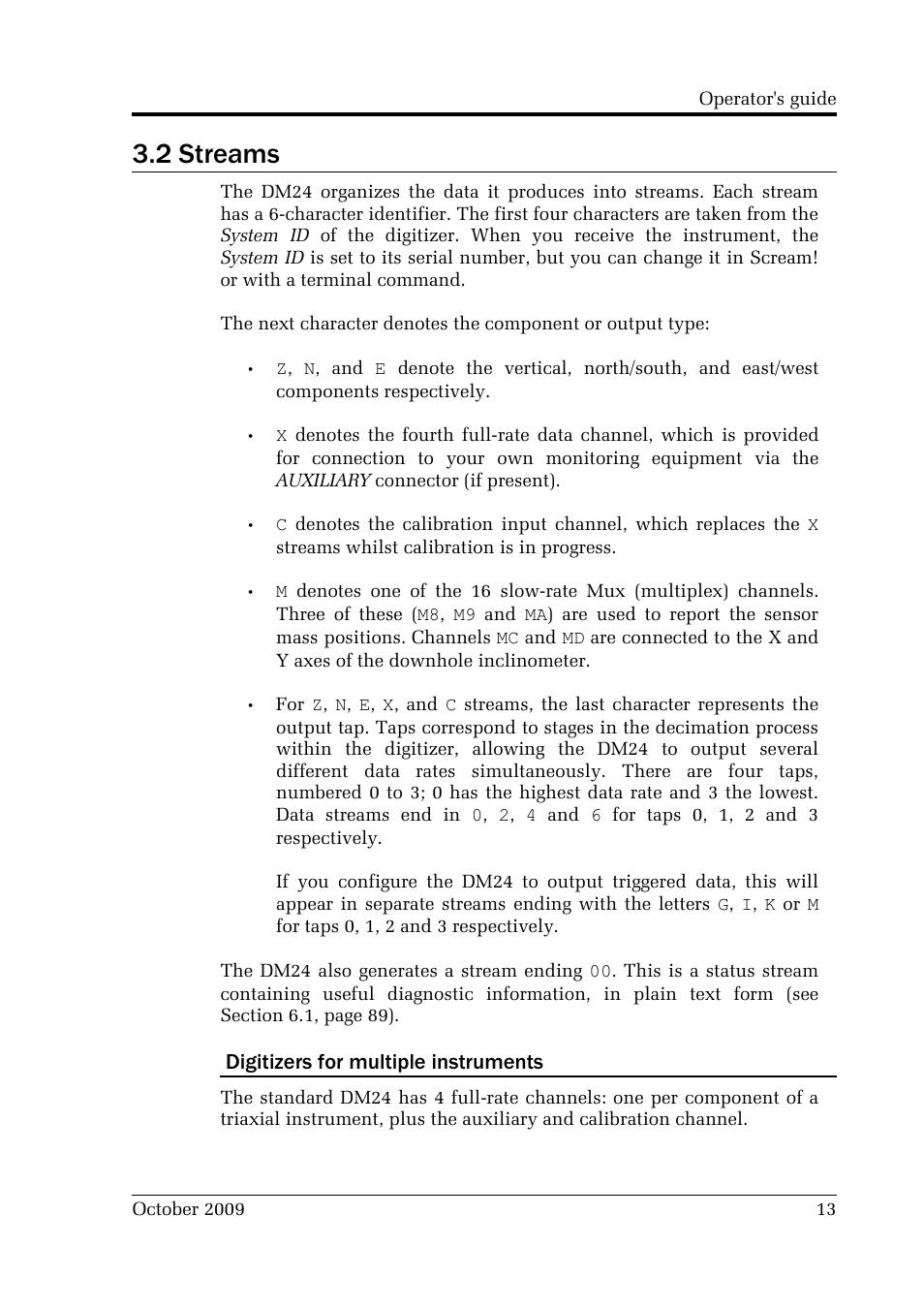 2 streams | Guralp Systems CMG-DM24 User Manual | Page 13 / 122