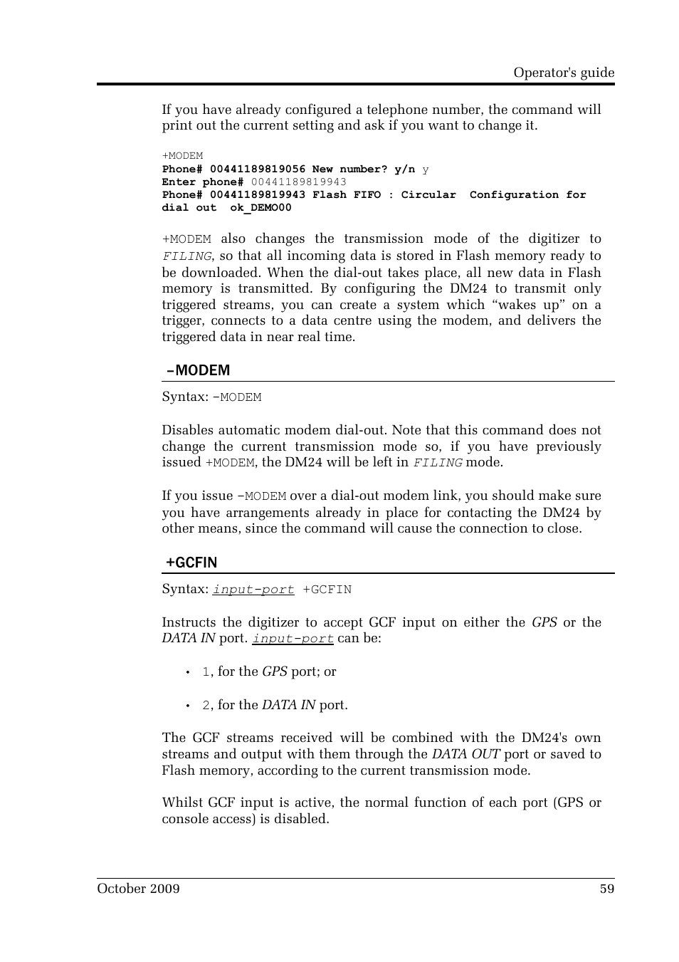 Modem, Gcfin | Guralp Systems CMG-DM24 User Manual | Page 59 / 122