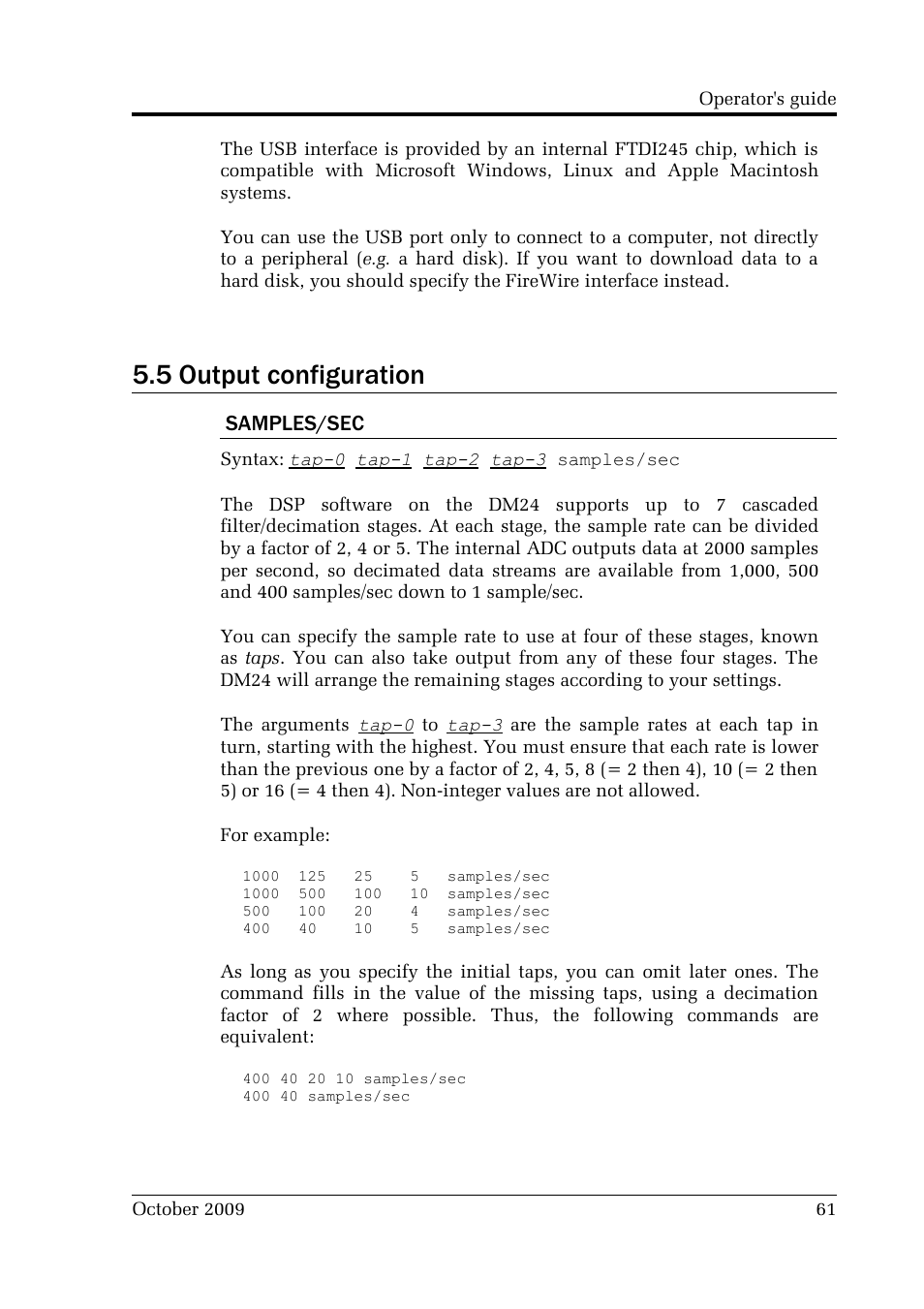 5 output configuration | Guralp Systems CMG-DM24 User Manual | Page 61 / 122