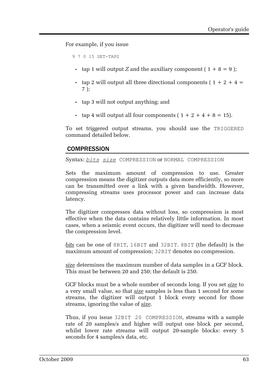 Compression | Guralp Systems CMG-DM24 User Manual | Page 63 / 122