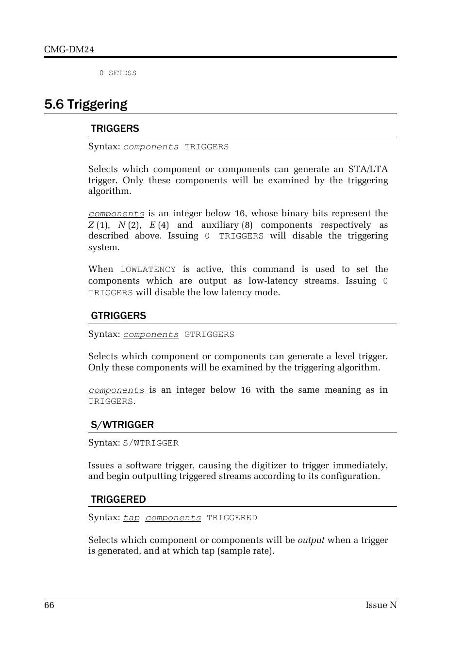 6 triggering | Guralp Systems CMG-DM24 User Manual | Page 66 / 122