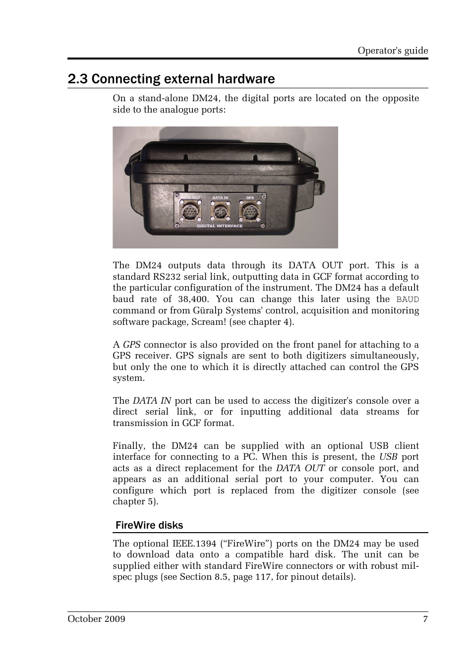 3 connecting external hardware | Guralp Systems CMG-DM24 User Manual | Page 7 / 122