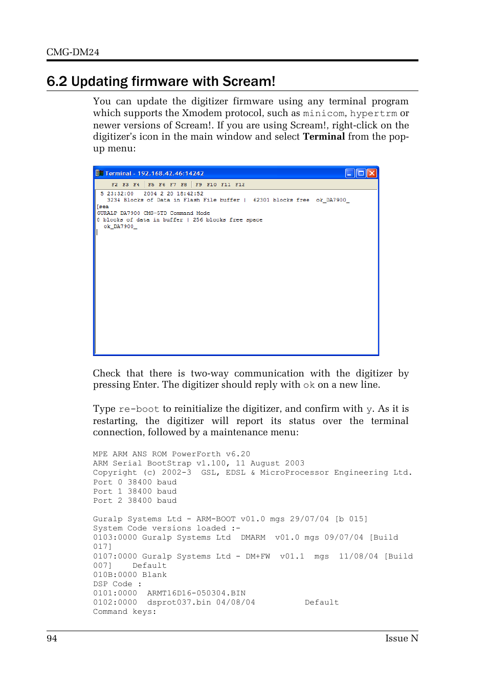 2 updating firmware with scream | Guralp Systems CMG-DM24 User Manual | Page 94 / 122