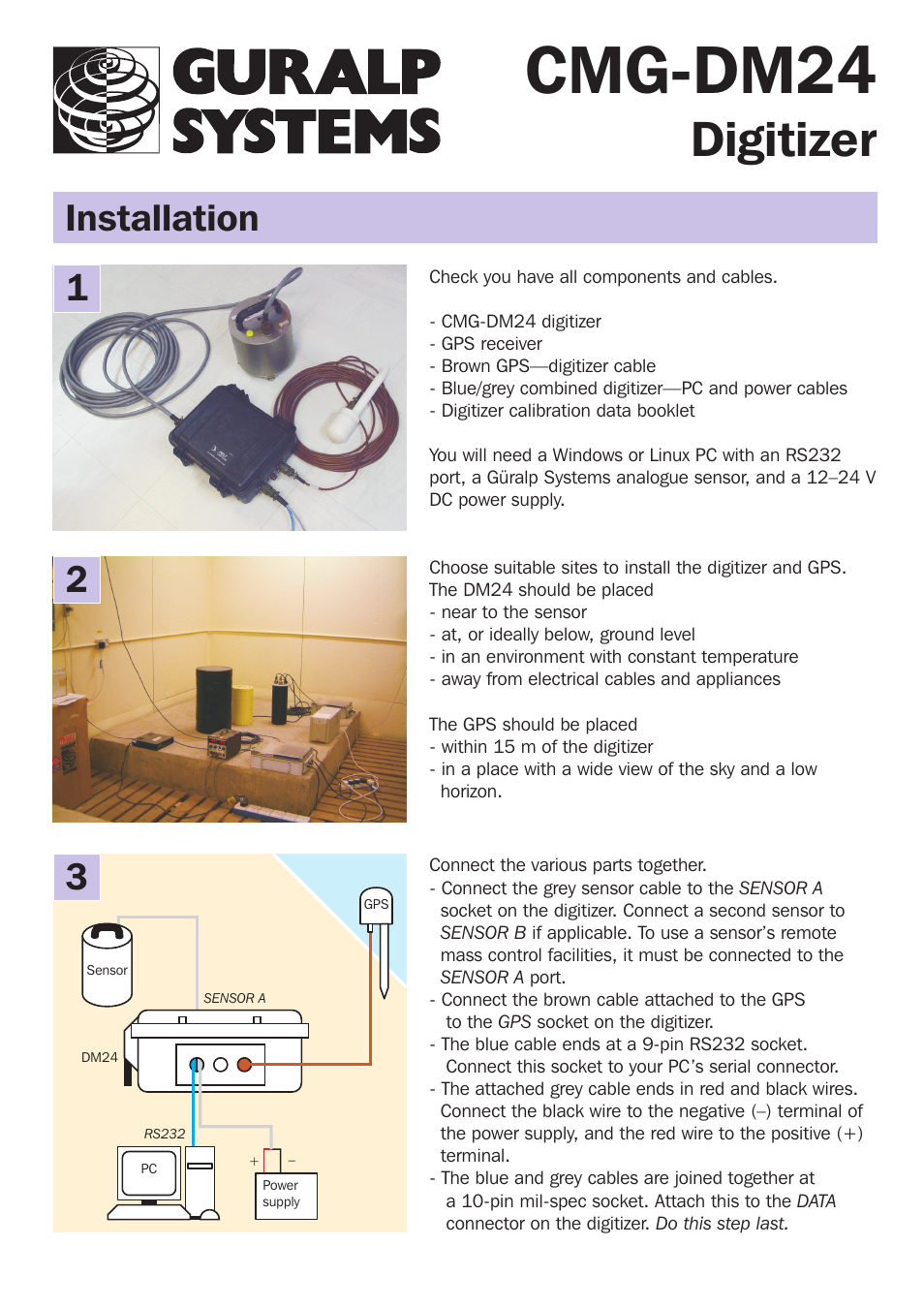 Guralp Systems CMG-DM24 Installation User Manual | 2 pages