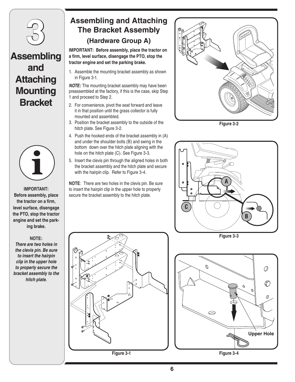 Assembling and attaching mounting bracket, Assembling and attaching the bracket assembly | Cub Cadet 19A70001000 User Manual | Page 6 / 12