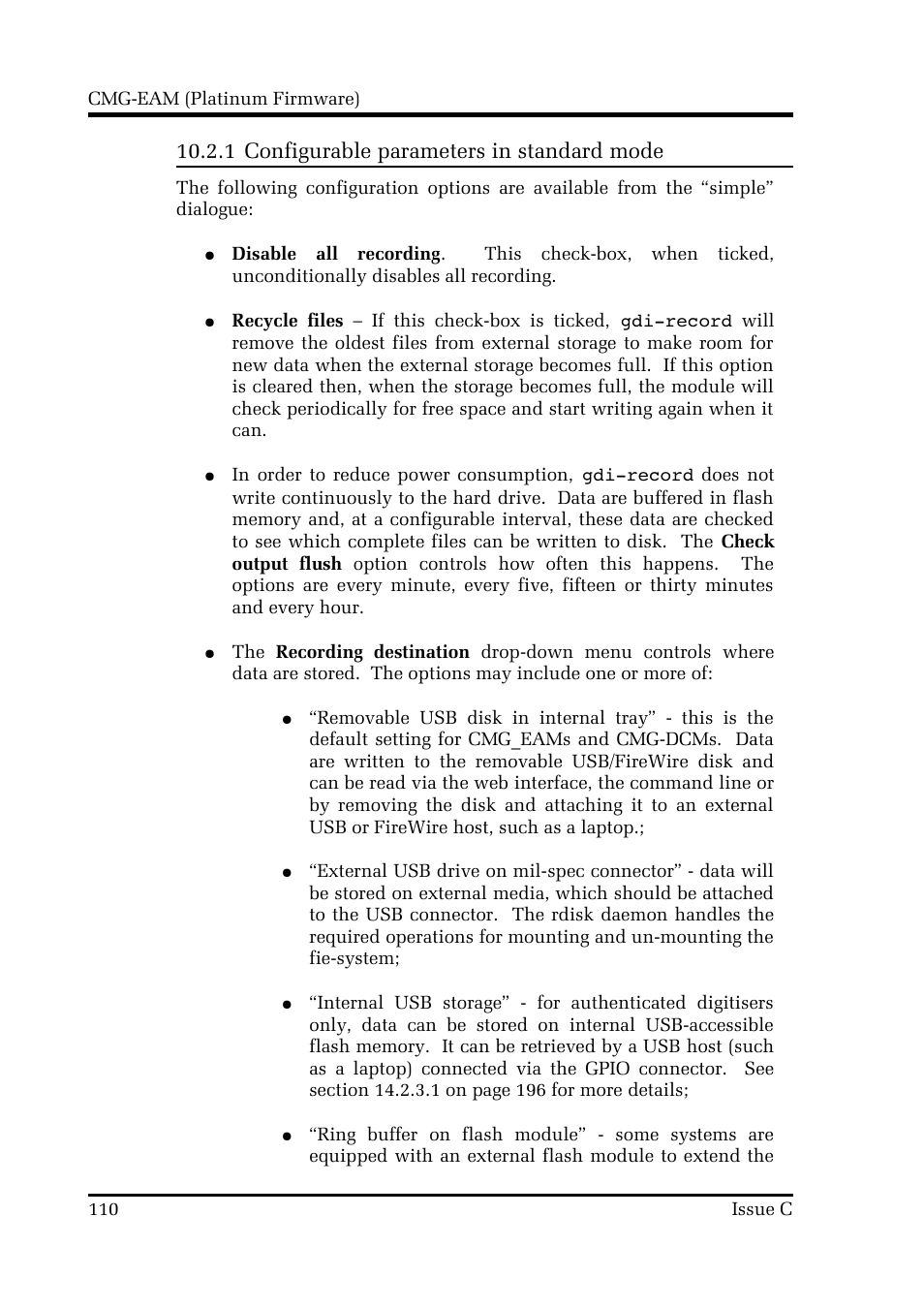 1 configurable parameters in standard mode | Guralp Systems CMG-DCM build <10,000 User Manual | Page 110 / 214