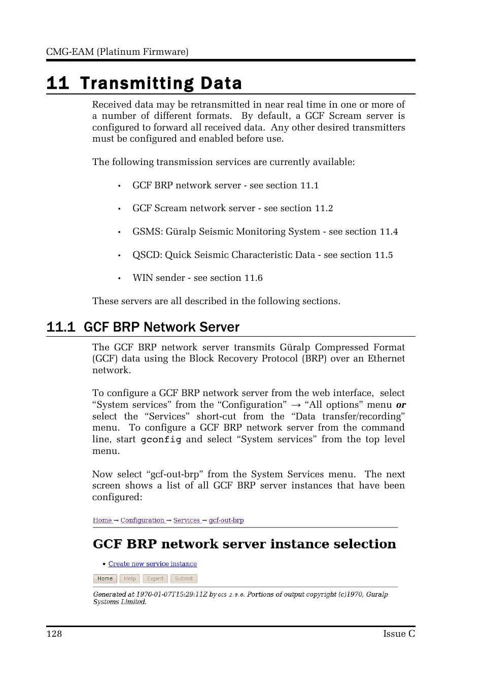 11 transmitting data, 1 gcf brp network server | Guralp Systems CMG-DCM build <10,000 User Manual | Page 128 / 214