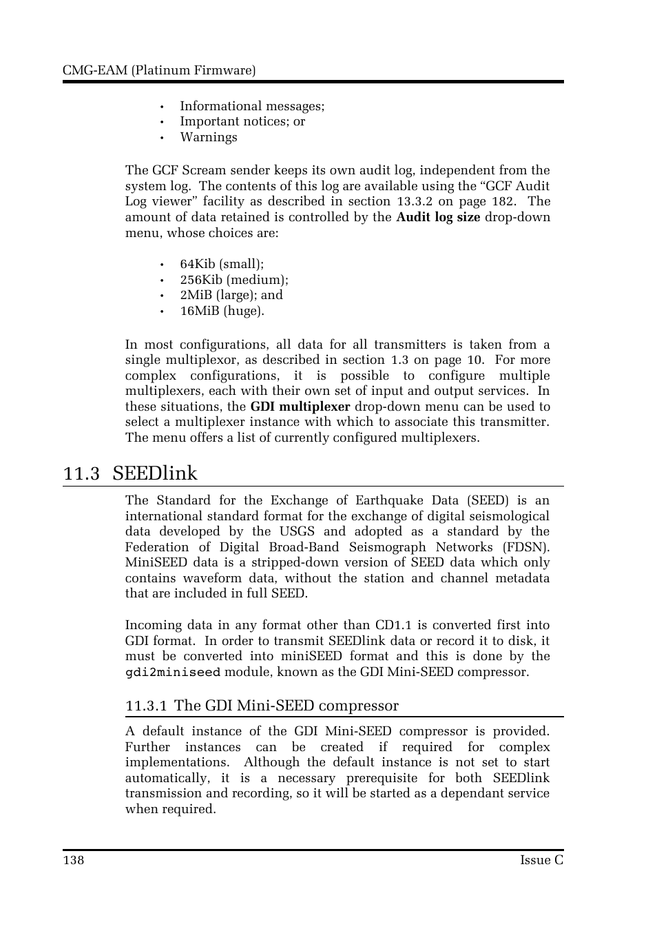 3 seedlink, 1 the gdi mini-seed compressor | Guralp Systems CMG-DCM build <10,000 User Manual | Page 138 / 214